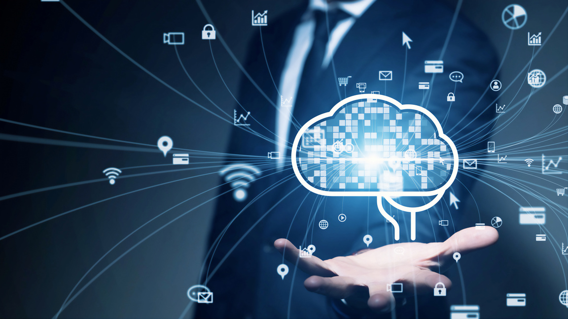 Man holding a digital cloud