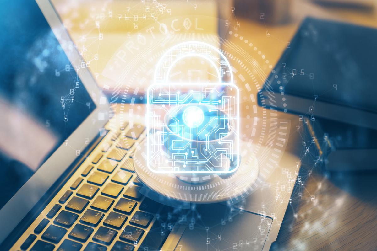 Cybersecurity digital padlock