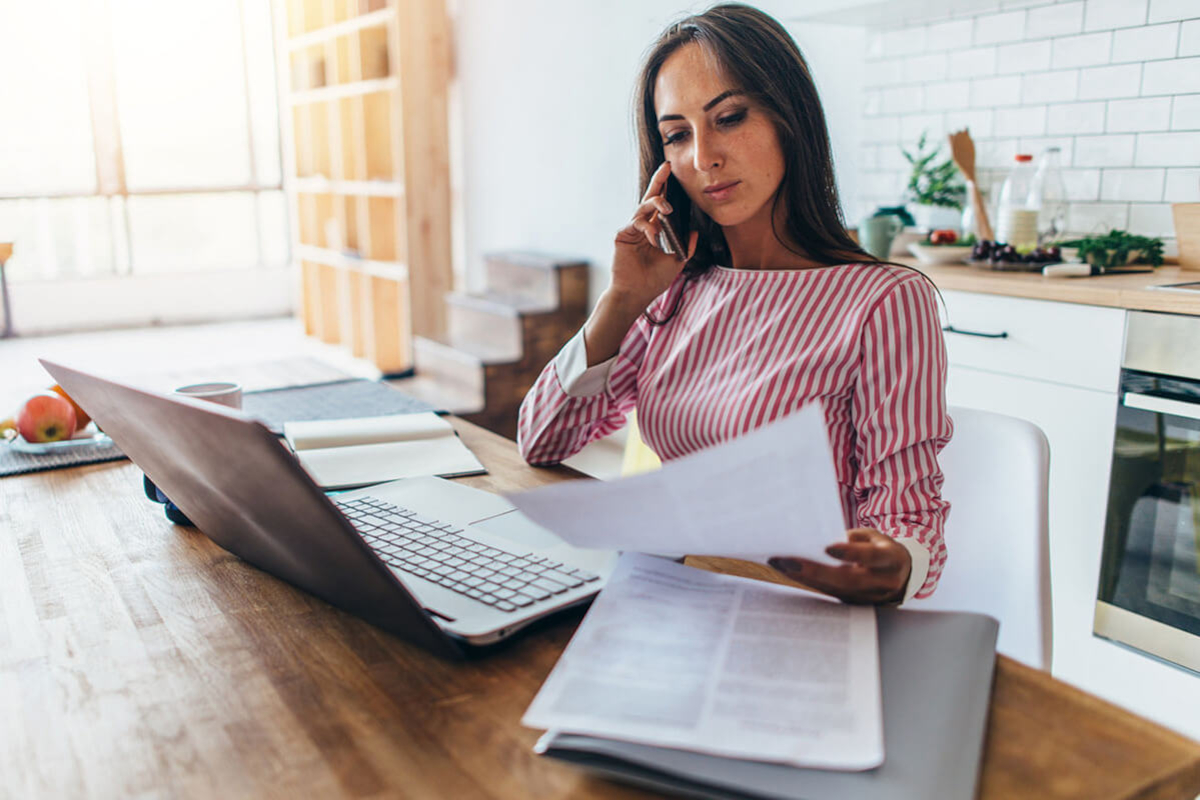 Woman reviewing documents