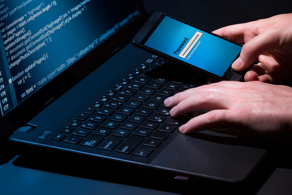 Man using tablet and phone